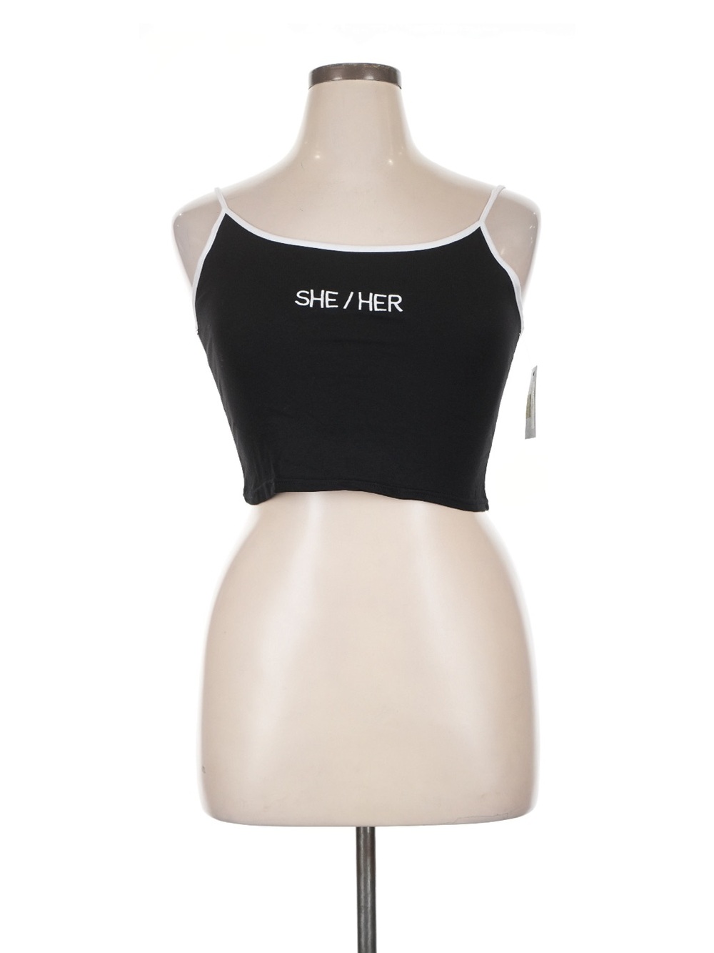 SHE/HER Black Cropped Cami Top